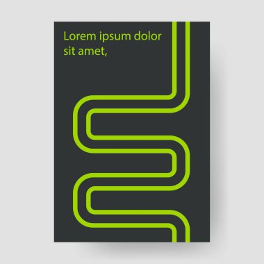 Bu resim koyu arkaplanda koyu yeşil geometrik çizgiler içeren modern bir kapak tasarımını gösterir.