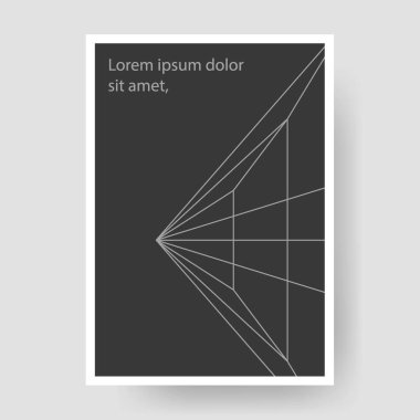 Bu resim, geometrik çizgi elemanları ve modern kompozisyonu ile asgari soyut kitap kapağı şablonu içerir