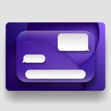 Modern sohbet kullanıcı arayüzü şablonu mor gradyan arkaplan ve temiz ileti baloncuk düzeni