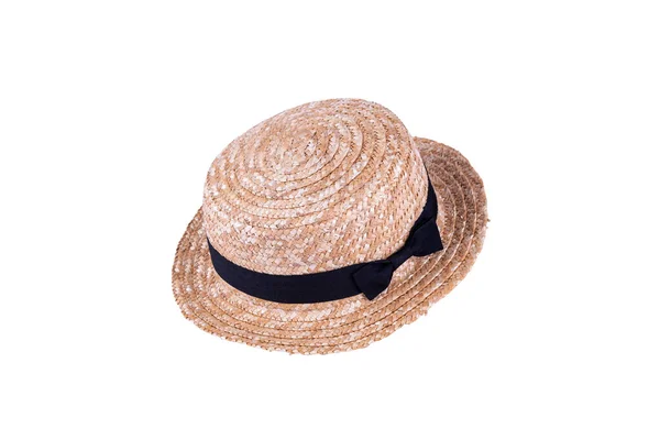 Vintage Straw Hat Women Fashion Summer Isolated Withe Background — Stock Photo, Image