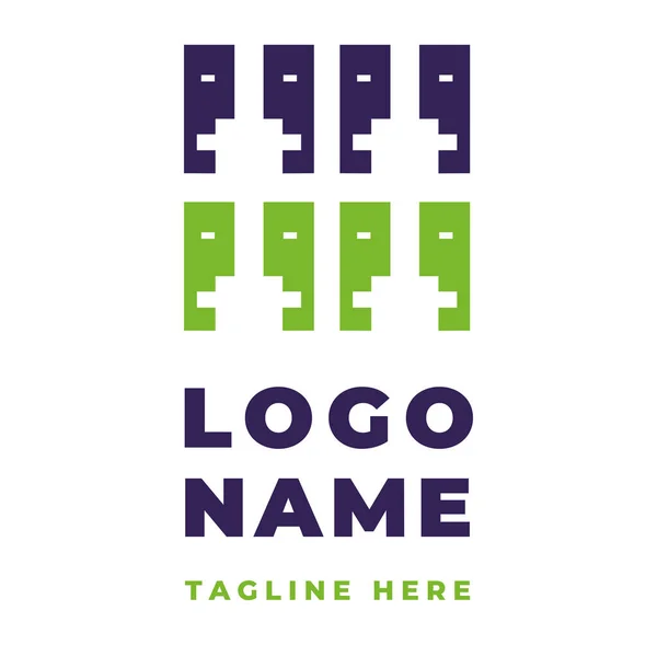 Identidade Logotipo Verde Azul Com Quatro Rostos Emocionais Para Terapia — Vetor de Stock