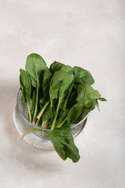 Spinach Main Ingredient Green Cocktail Weight Loss Detoxification — Stock Photo, Image