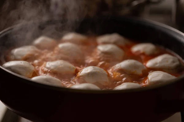Polpette Vengono Preparate Salsa Pomodoro Cucina — Foto Stock