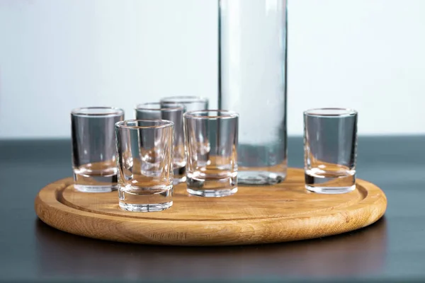 Bouteille Vodka Dans Gros Plan Verre — Photo