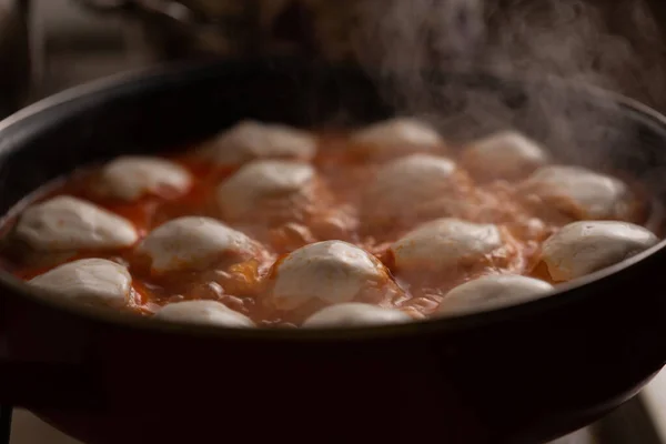 Polpette Vengono Preparate Salsa Pomodoro Cucina — Foto Stock