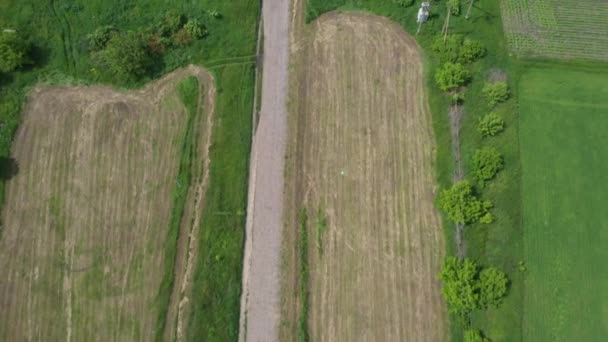 Вид Сільську Місцевість Фермами Полями Пасовищами Влітку — стокове відео