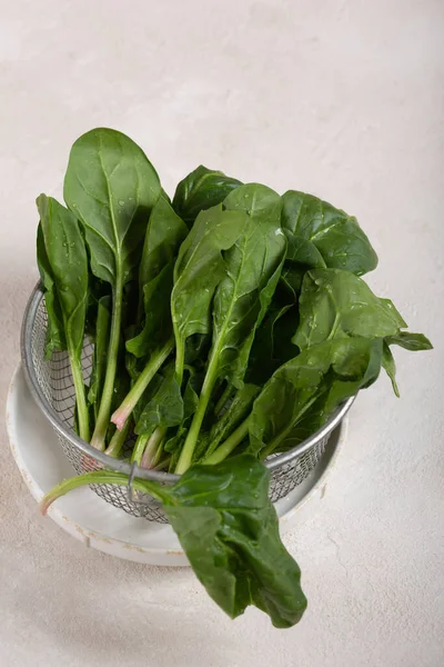 Spinach Main Ingredient Green Cocktail Weight Loss Detoxification — Stock Photo, Image