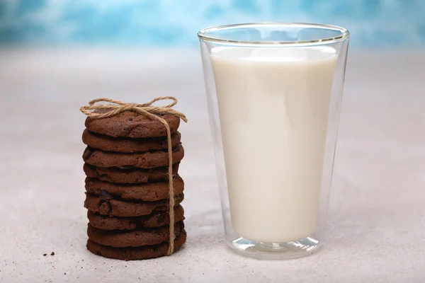 Здоровый Завтрак Молоком Овсяным Печеньем Правильное Питание Питание — стоковое фото