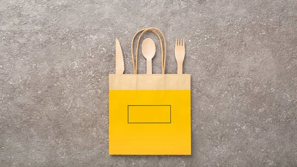 Доставка Продуктов Питания Посуда Концепция Доставки Продуктов Питания Экологической Упаковке — стоковое фото