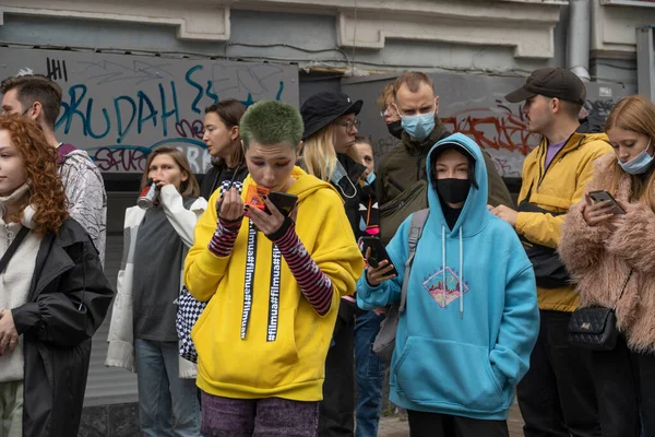 Septembre 2021 Kiev Ukraine Les Jeunes Dirigent Vers Marche Fierté — Photo