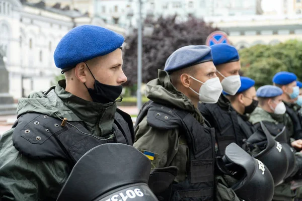 Вересня 2021 Року Київ Україна Поліцейські Добровольці Забезпечують Безпеку Порядок — стокове фото