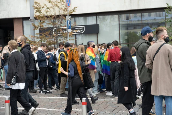 Septembre 2021 Kiev Ukraine Les Gens Sur Marche Fierté Avec — Photo