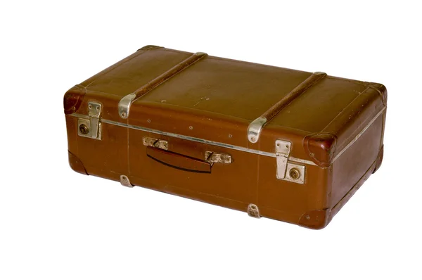 Vintage hnědý kufr — Stock fotografie