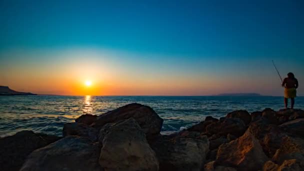 Захід сонця сповільненої зйомки в Кріт, Греція — стокове відео