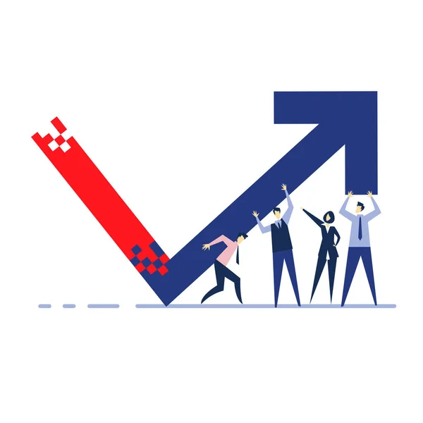 Team Business People Rise Company Economic Indicator Vector Graphics