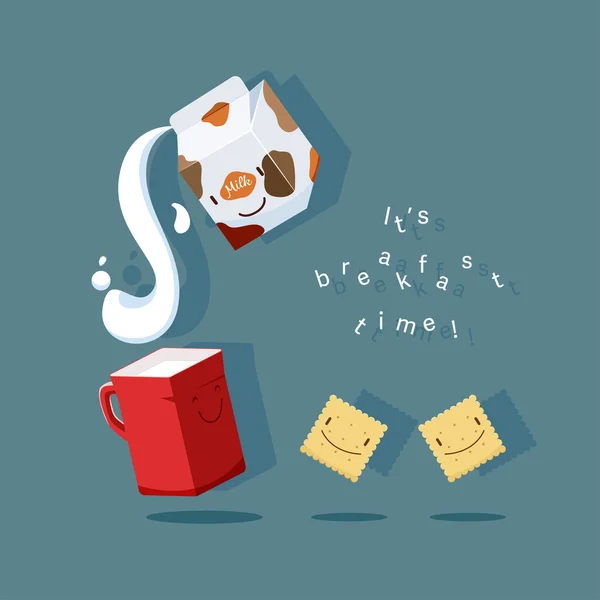 Lait, tasse et biscuits — Image vectorielle