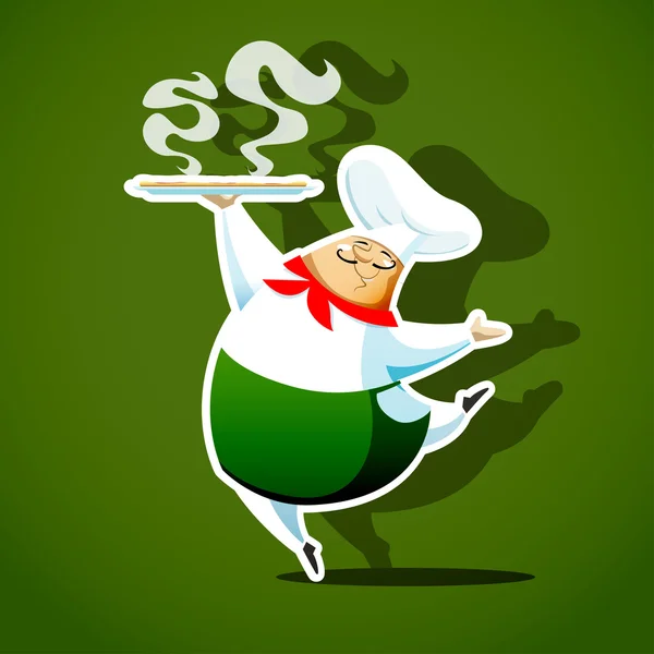 Jefe de cocina sirviendo — Vector de stock