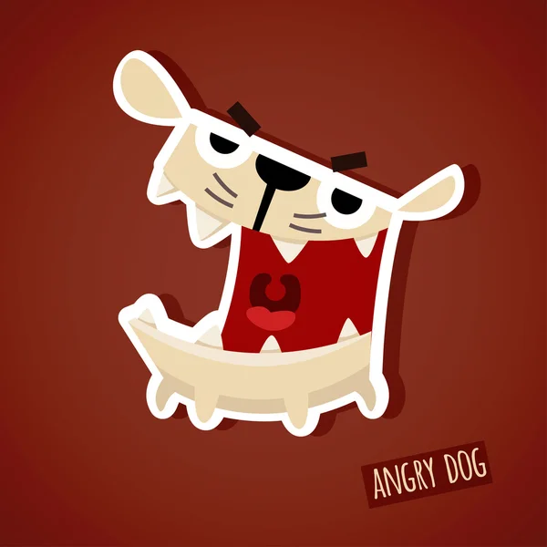 Lindo divertido enojado perro — Vector de stock