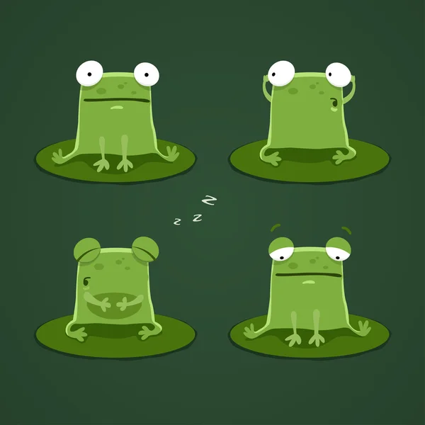 Funny green frogs — Stock Vector