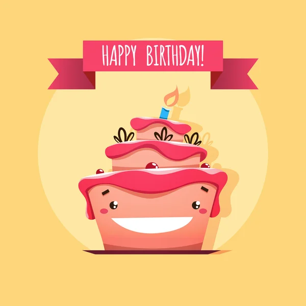 Greeting card with Birthday cake — Stock Vector