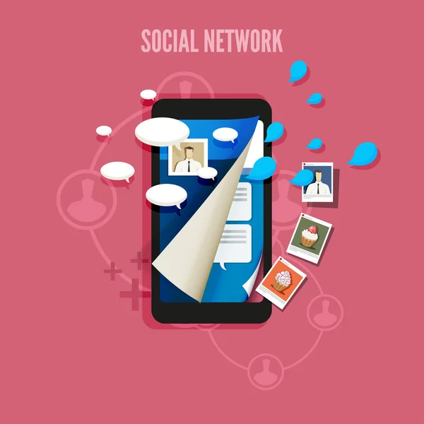 Concept de réseau social mobile — Image vectorielle