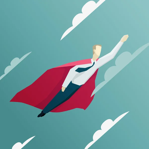 Superhéroe hombre de negocios volando — Vector de stock