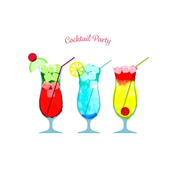 Modelo de festa cocktail aquarela —  Vetores de Stock