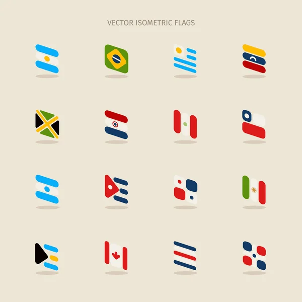 Conjunto de banderas isométricas — Archivo Imágenes Vectoriales