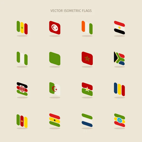 Set isometrische Afrikaanse vlaggen — Stockvector