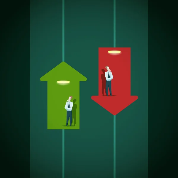 Aumento e queda dos indicadores de negócio . —  Vetores de Stock