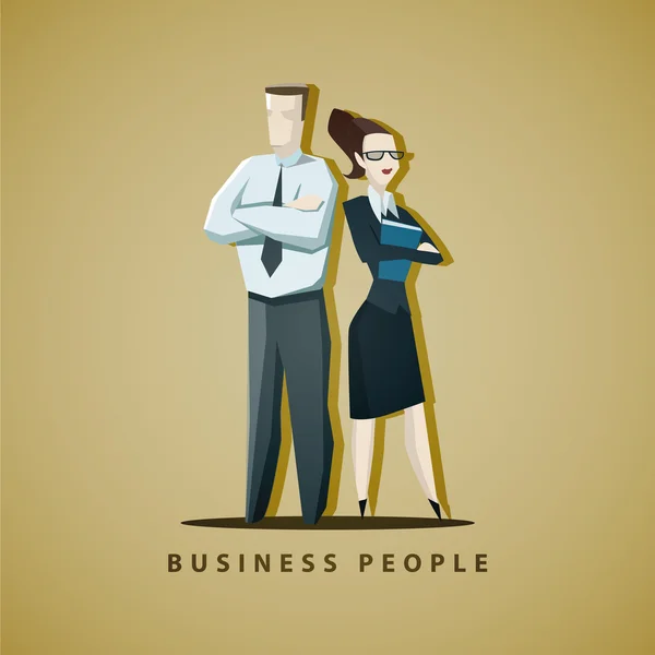 Businesswoman and businessman standing — Stock Vector