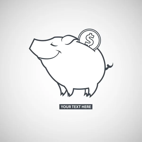 Piggy bank met munt pictogram — Stockvector