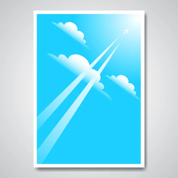 Poster dengan pesawat di langit - Stok Vektor
