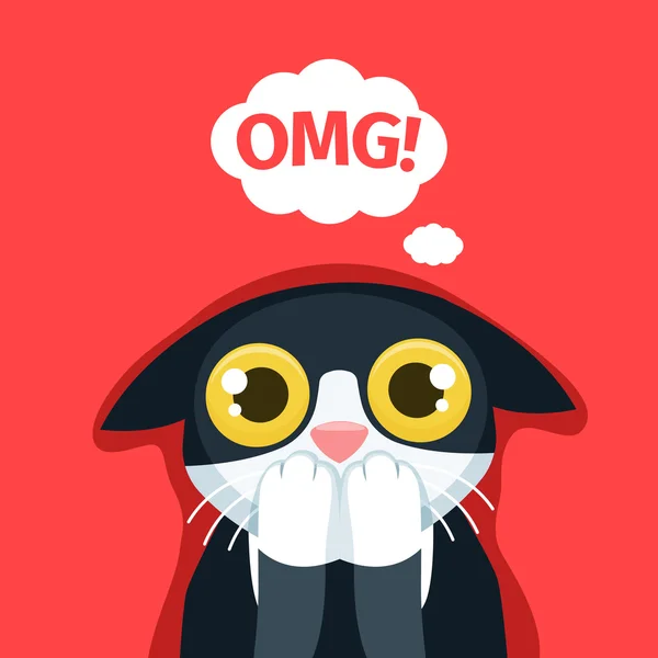 Cat thinks Oh my God — Stock Vector