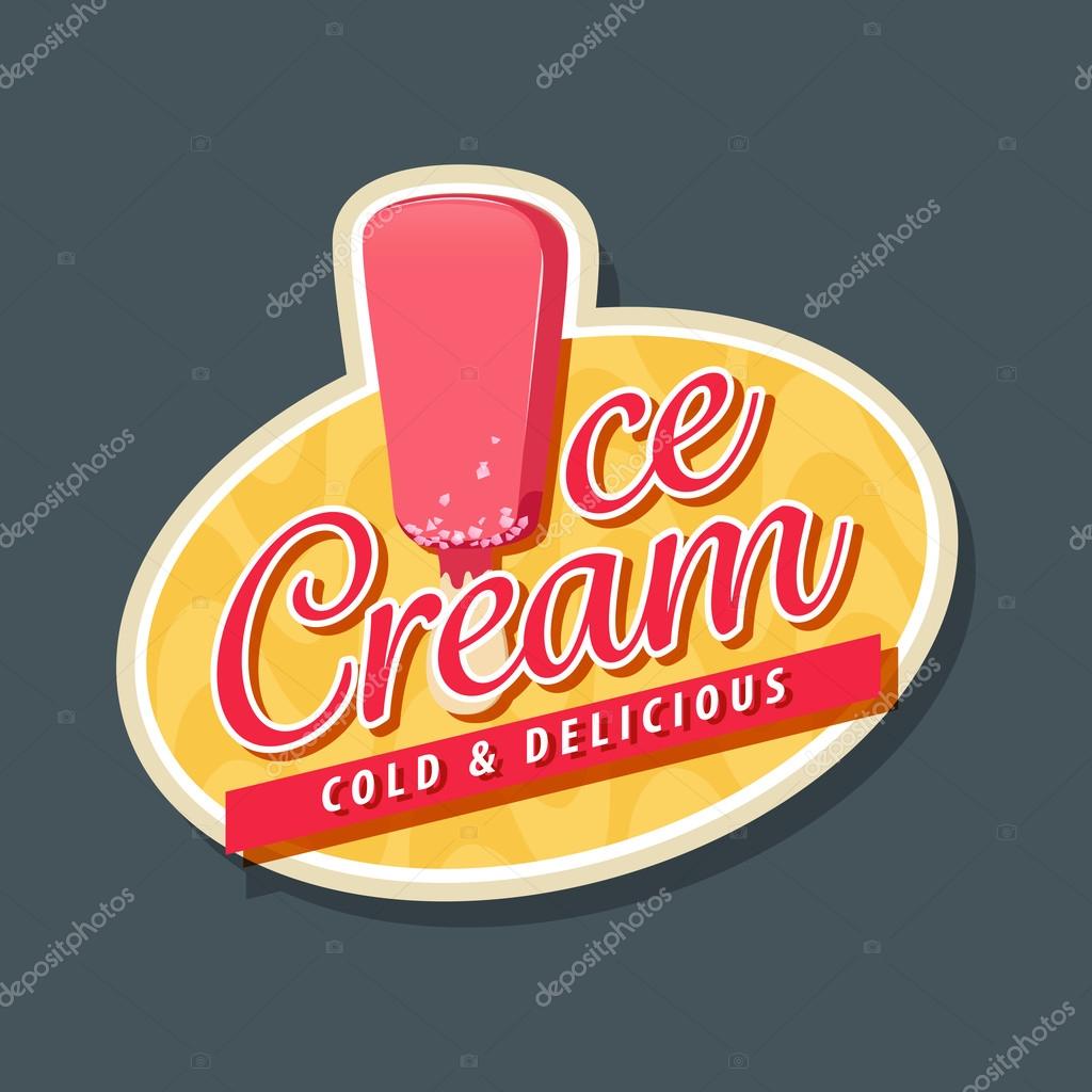 Ice cream logo with ice cream in pink glaze