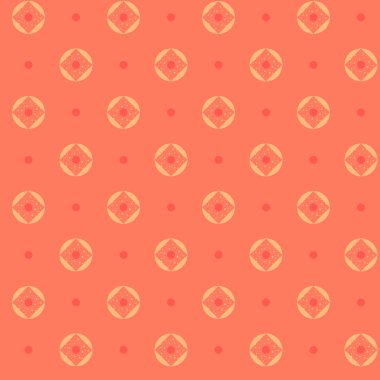 Tekstil için geometrik süslemesi olan parlak mercan rengi pürüzsüz desen arkaplanı