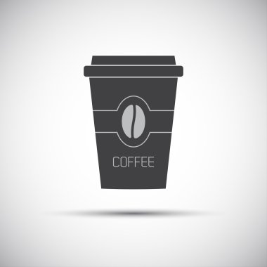 Basit simge kağıt bardak kahve kahve çekirdeği, vektör çizim ile