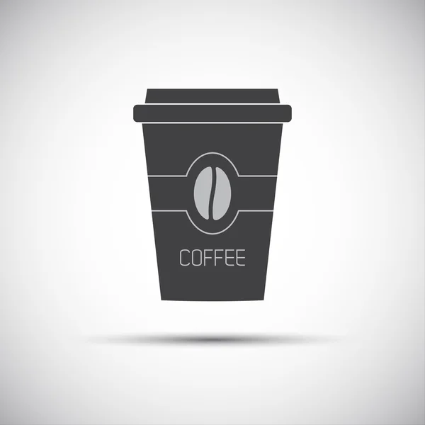 Enkel ikon papper kopp kaffe med kaffebönor, vektor illustration — Stock vektor