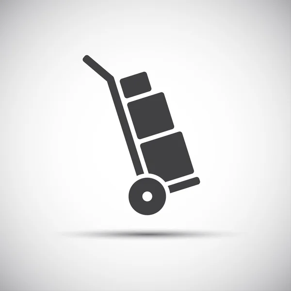 Icona manuale del carrello, semplice camion a mano con scatole, illustrazione vettoriale — Vettoriale Stock