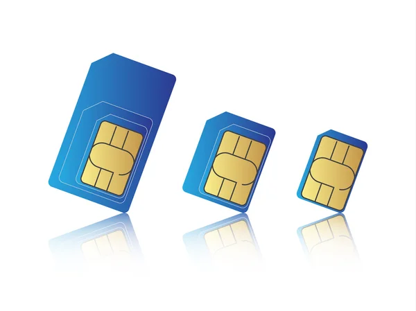 SIM-Karten-Set für Mobiltelefone, Standard, Mikro- und Nano-SIM-Karte, Vektordarstellung — Stockvektor