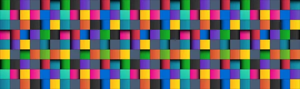 Kleurrijke Vierkante Abstracte Header Met Zwarte Lijnen Gekleurd Vierkant Met — Stockvector