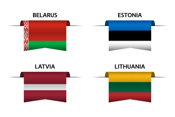 벨라루스인 에스토니아인 라트비아인 리투아니아인 리본으로 벨로루시에서 만들어 에스토니아에서 만들어 라트비아에서 — 스톡 벡터