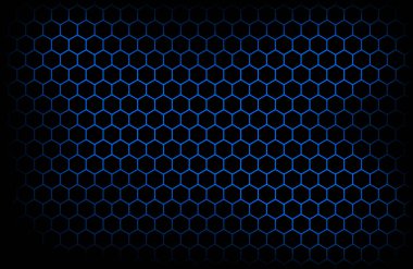 Mavi altıgen örgülü karanlık modern teknoloji geçmişi. Soyut metal geometrik doku. Basit vektör illüstrasyonu