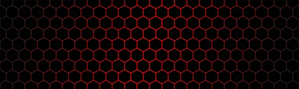 Dark Modern Technology Header Red Hexagon Mesh Abstract Metal Geometric — Vetor de Stock