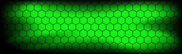 Grüne Kopfplatte Moderner Technologie Mit Schwarzem Sechskantgewebe Abstraktes Geometrisches Metallbanner — Stockvektor
