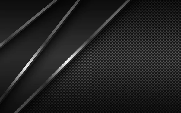 Black Modern Material Background Diagonal Silver Lines Carbon Fibre Texture —  Vetores de Stock