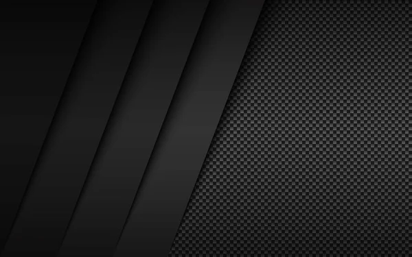 Black Grey Modern Material Design Carbon Fibre Texture Overlapped Layers — Vector de stock