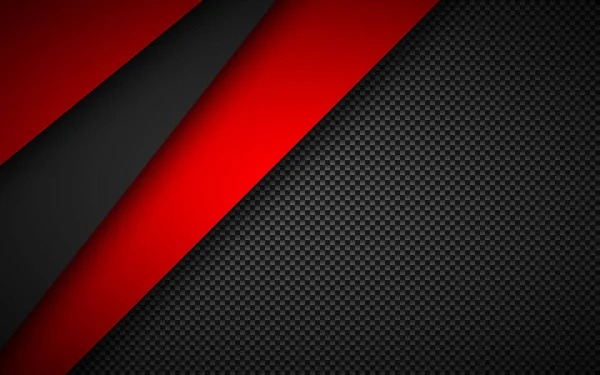 Black Red Overlap Layers Background Carbon Fibre Texture Modern Material — Stockový vektor