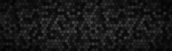 Dark Widescreen Banner Hexagons Different Transparencies Modern Black Geometric Design — Image vectorielle