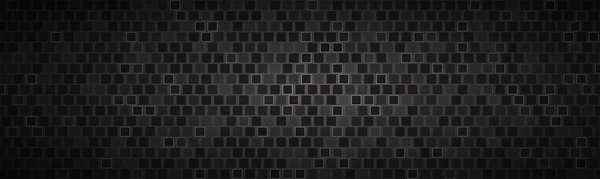 透明度の異なる正方形と暗いワイドスクリーンバナー 現代の黒い幾何学的ヘッダー 炭素の質感 単純なベクトル図背景 — ストックベクタ